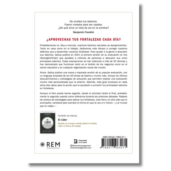 Descubre tus fortalezas; Tom Rath; Gallup. Libros crecimiento personal, libros desarrollo personal, libros inteligencia emocional, libros bienestar, libros desarrollo profesional, libros liderazgo, libros motivación, libros motivadores, libros productividad, libros gestión habilidades, descubre tus fortalezas, inteligencia emocional